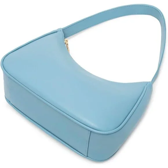 Women Lake Blue B Imported Polyester Pu Leather Zipper Closure Mini Tote Handbag - Picture 3 of 6